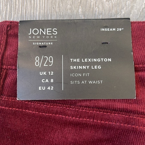 NWT Jones New York Burgundy Corduroy Trouser Skinny Leg Size 8 - Picture 6 of 8